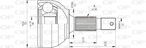 OPEN PARTS Шарнирный комплект, приводной вал CVJ5695.10